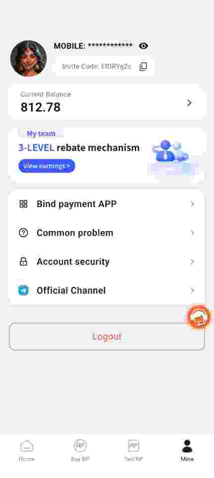 Coinus profile screen preview